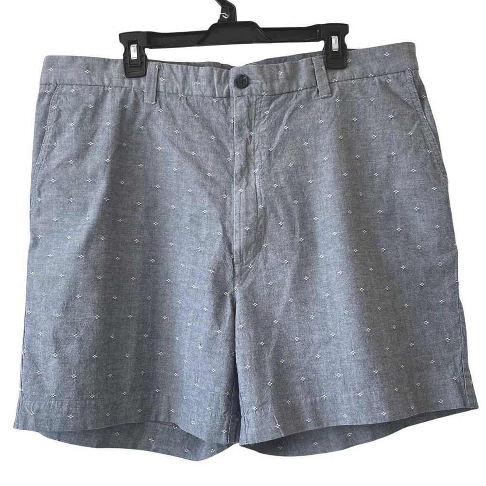 Roundtree & Yorke Men's Shorts 42 Blue-Gray Chino Golf Geometric Pattern Stretch